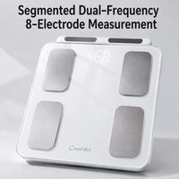 Balance connectée professionnelle à affichage LED en verre, 8 électrodes, mesure intelligente de la graisse corporelle, capacité 180 kg, étanche