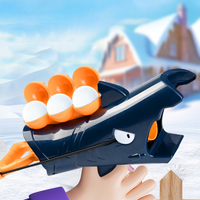 Bemay Toy Jouet de sport d'extérieur, Ensemble lanceur de boules de neige Requin, Lanceur de boules de neige pour enfants avec moules à neige et outils