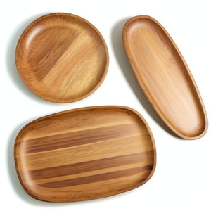 Bandeja y platos de madera de gran venta: Vajilla artesanal india, platos para aperitivos, platos de madera de la India para decoración. - Product Image 5