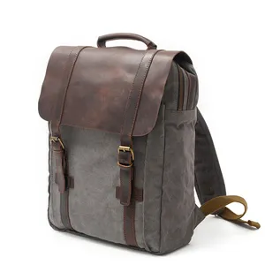 2019 Trend Vintage Rugzak Canvas Mochila Antirrobo Flap Pocket Rugzak Anti Diefstal College Tassen Voor Mannen Lederen Bagpack