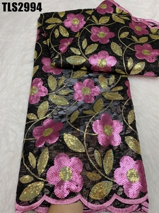 Khá đáng yêu Bán hàng nóng sequin thêu hoa Ấn Độ Ren Vải cho váy cưới Chantilly <span class=keywords><strong>Net</strong></span> ren với sequins - Product Image 4