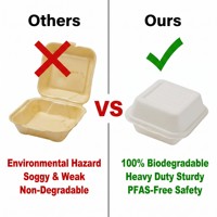 Contenitore per Alimenti Compostabile e Biodegradabile XS-HB06A, Scatola Bento e Contenitore a Conchiglia Monouso in Bagassa per Asporto