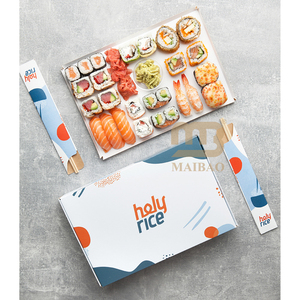 Emballage à emporter avec logo imprimé personnalisé restaurant de cuisine japonaise thon omakase sashimi Tempura sushi boîte à glissière en papier bento - Product Image 1