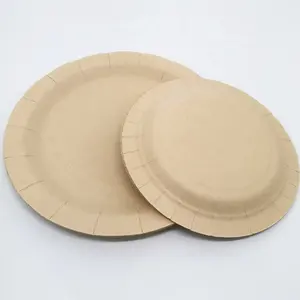 Bambu tabak ve kap seti doğal Compostable kağıt bardaklar tek kullanımlık biyobozunur tek kullanımlık yemek takımı