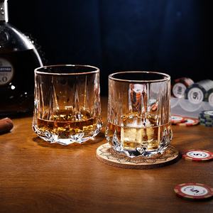 12オンスストライプ刻まれたウイスキーグラスカップバーヘビーベースの昔ながらのガラスロックタンブラー - Product Image 2