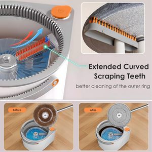 Venta al por mayor 2025: Juego de cubo y escurridor 360 con separación de agua limpia y sucia, 2 cabezales de microfibra, alta capacidad y ligero - Product Image 6