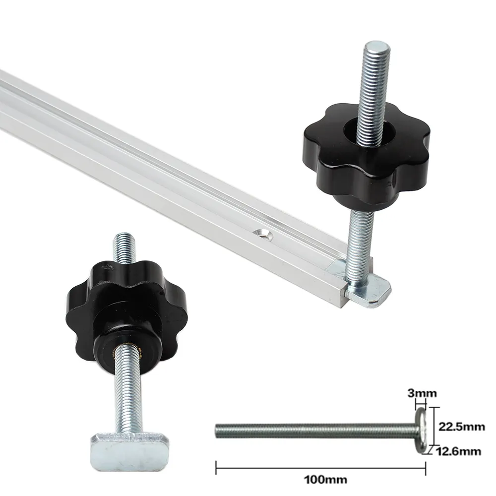 Support de vis pour scie à Table, poignée sur Rail, glissière en T, t-track, outil pour établi de travail du bois, m8 x 100mm