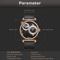 VVS REWARD Montre Homme Quartz Double Cadran Acier Complet 30M Étanche Analogique Mode OEM ODM Low MOQ