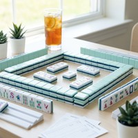 Jeu de Mahjong Américain de Luxe Pliable en Acrylique Cyan, 160 Tuiles, Kit de Jeu pour 4 Joueurs, Portable, Idée Cadeau de Voyage de Luxe