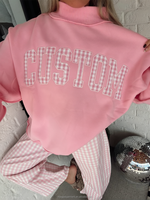 Sweat-shirt à col montant pour femme, personnalisé, de haute qualité, avec logo brodé et appliqué DTG, coupe ample et oversize, en molleton.