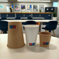 Gobelet à café en papier biodégradable et écologique, personnalisable avec logo, style à paroi simple, 8/10/12 oz, noir