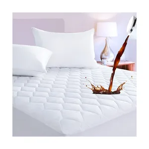 yatak koruyucu örtü kraliçe boyutu Suppliers-Kraliçe boyutu kapitone gömme yatak pedi yatak örtüsü kadar uzanır 21 inç derin cep gürültüsüz yatak koruyucu