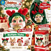 Kit de poupée en peluche de Noël DIY pour enfants, jouet d'assemblage manuel, artisanat éducatif STEM, porte-clés, ornement de Noël, cadeau, breloque de sac à collectionner