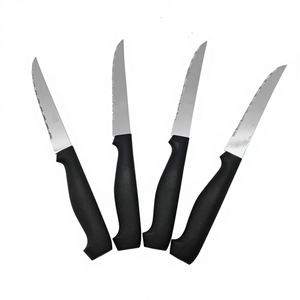 Meilleur ensemble de couteaux à steak en acier inoxydable, quatre pièces, noir, écologique, avec manche en PP - Product Image 1