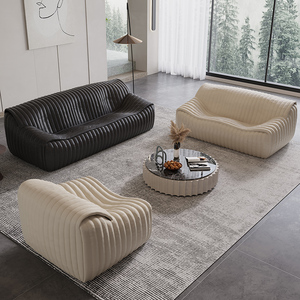 Ensemble de <span class=keywords><strong>canapé</strong></span> modulaire en cuir <span class=keywords><strong>et</strong></span> tissu de luxe moderne pour petit appartement, salon, <span class=keywords><strong>canapé</strong></span> incurvé - Product Image 1