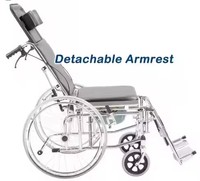 Hand-Push Fauteuil roulant de réadaptation pour personnes âgées et handicapées avec chariot de lit Peut s'asseoir et se coucher Fauteuil roulant confortable