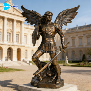 Sculture di Angeli Maschili in Bronzo Personalizzate con Stampa UV ed Elettroplaccatura a Grandezza Naturale Nobili ed Eleganti per Decorazioni Esterne - Product Image 1
