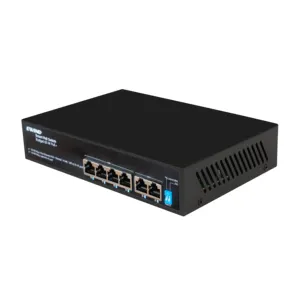 Saklar PoE jarak jauh 60W, 6 port 10/100Mbps 10M/250M dengan fungsi jam tangan anjing saklar jaringan untuk kamera IP saklar cctv