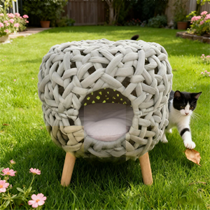 Handgefertigtes Katzenhaus Komfortables Premium Handgewebtes Katzennest Extra Weiches Höhlenhaus für Innenkatzen Kleine & Große Katzen - Product Image 6