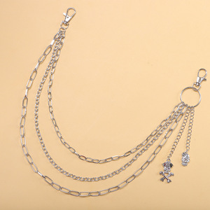 Chaîne de pantalon style européen et américain, pendentif crâne multicouche en métal, chaîne de taille hip-hop, chaîne de corps décontractée et tendance en alliage de zinc - Product Image 6