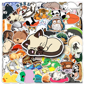 50 cái nhà máy bán buôn Kawaii phim hoạt hình ngủ Sticker động vật trang trí cho máy tính xách tay cup Sticker - Product Image 1