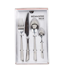 Couverts Fourchette en acier inoxydable Menagere, 24 pièces, design moderne, Couteau Cuillere Cafe - Product Image 1