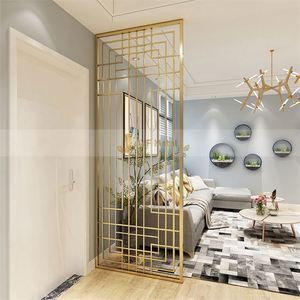 ANN026 Customized Multi-Functional Durable Modern Design Interior <b>Room</b> <b>Dividers</b> Stainless Steel 304 Gold Mirror Hairline Full - Product Image 5