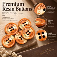 Kancing Resin Berkilau Warna Oranye Caramel Grosir, Empat Lubang, Berhuruf, untuk Kemeja, Jaket, Kardigan, Pakaian, Jahit