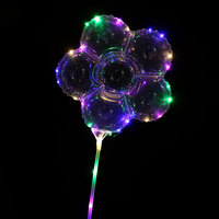 Ballons Bobo en gros avec guirlande lumineuse LED, licorne, fleur, étoile, décoration de fête, ballons lumineux avec bâtons