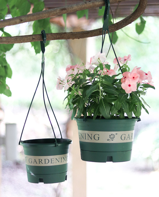 2 Cesti Sospesi In Plastica Con Muschio Verde, 30 Cm, Per Esterno, Fioriere Decorative Da Appendere - 5