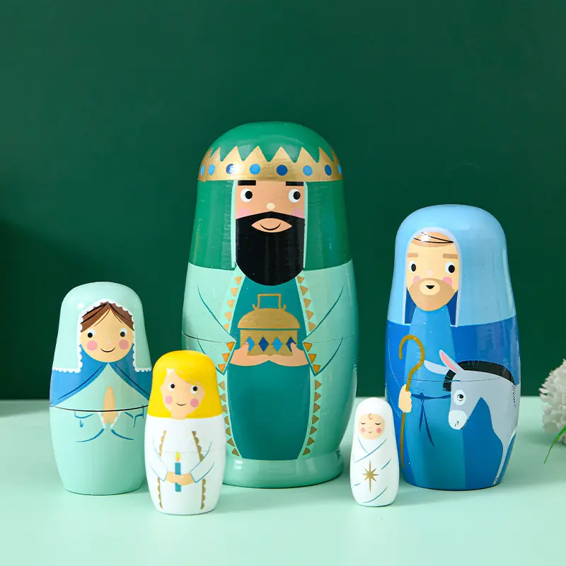 ของเล่นไม้งานฝีมือของขวัญวันวาเลนไทน์ของขวัญคริสต์มาสเครื่องประดับ King Matryoshka ตุ๊กตางานฝีมือไม้