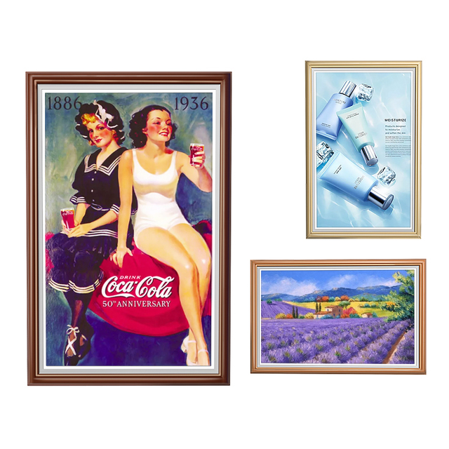 21.5 32 43 Customized Advertising Player Wooden Wall Mounted Lcd Display Full Screen Display Video Photo Digital Nft Art Frame