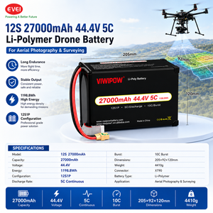 Batterie de drone lithium-ion haute puissance et haute qualité 285 Wh/kg, nouvelle technologie, 27000 mAh, 12S 5C pour drone RC FPV - Product Image 3