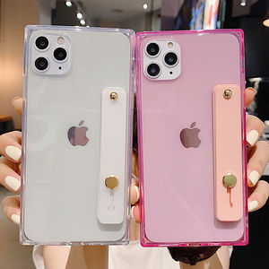 เคสโทรศัพท์แบบใสมีสายคล้องข้อมือ,เคสขาตั้งสี่เหลี่ยมสำหรับ <span class=keywords><strong>iPhone</strong></span> SE 2020 11Pro Max XR <span class=keywords><strong>XS</strong></span> Max X 6S 6 7 8 Plus 11Pro - Product Image 1