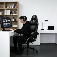 Chaise de bureau pivotante inclinable noire, chaise de bureau ergonomique pour la maison, dossier réglable confortable, siège de bureau