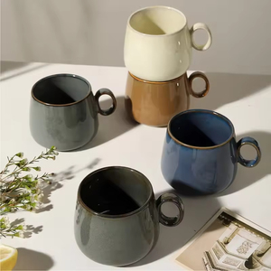 Taza de Cerámica Moderna Minimalista de Estilo Japonés para Café, Té o Leche con Acabado Brillante Azul/Marrón/Gris Claro Sostenible - Product Image 3