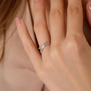 Ensemble de bagues personnalisées en acier inoxydable avec lettres anglaises, bijoux tendance pour hommes et femmes - Product Image 4