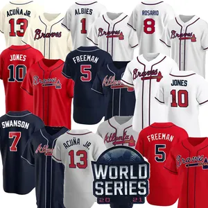 Camisa de beisebol masculina Ozzie Albies Aaron Swanson, roupas corajosas Dale Murphy Ronald Acuna Jr. Hamels, 2022