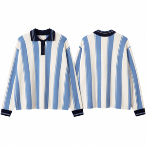 Pull en tricot personnalisé pour équipe, col polo rayé, numéro personnalisé, pull pour fan de sport - Product Image 4