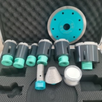 Nouveau kit de scies cloches diamantées brasées sous vide, couleur, M14 avec disque de coupe, fraise à chanfreiner et cire de refroidissement pour porcelaine, marbre, céramique