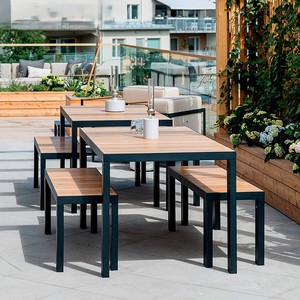 ม้านั่งรับประทานอาหารกลางแจ้งโครงอลูมิเนียมอัลลอยไม้แข็งป้องกันการกัดกร่อนเคลื่อนย้ายได้ดีไซน์เรียบง่ายทันสมัยสำหรับลานระเบียง - Product Image 2