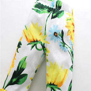 Leggings Vintage de Talla Grande para Niñas, Pantalones de Seda de Leche con Estampado Floral de Girasoles - Product Image 4