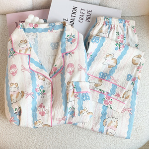<span class=keywords><strong>Pigiama</strong></span> da donna manica lunga dolce vestiti per la casa vestito <span class=keywords><strong>con</strong></span> gatto latte stampato nuovo arco all'ingrosso - Product Image 3