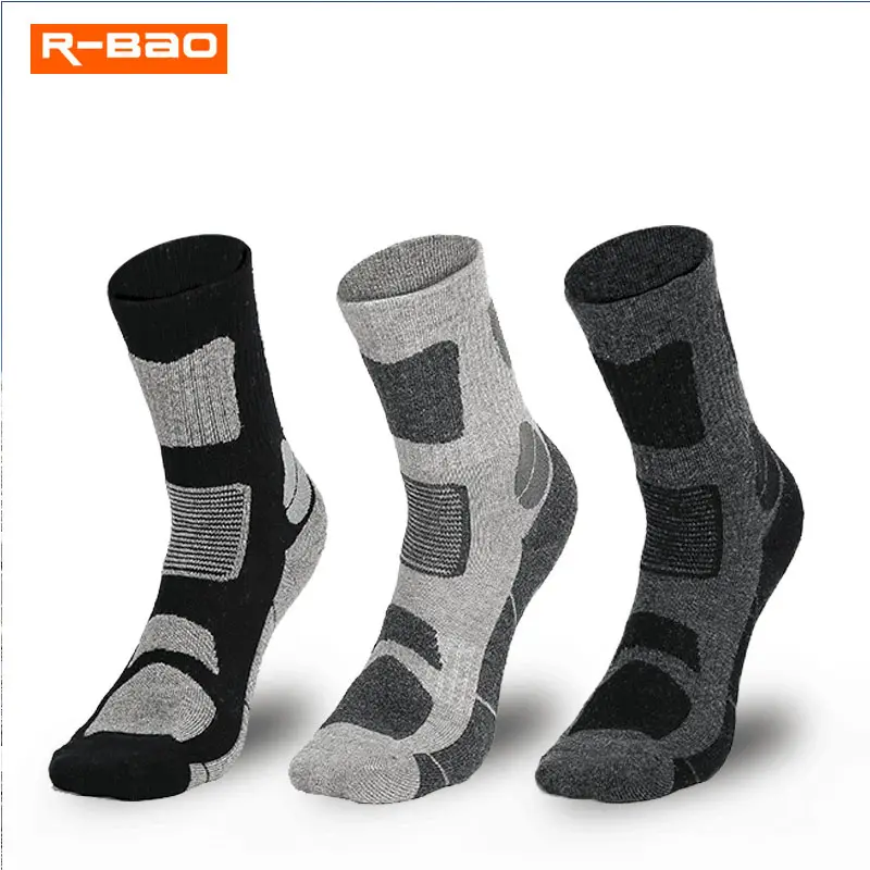 Summer Men's Merino Wool Socks with Padded Towel Bottom for Hiking and Camping