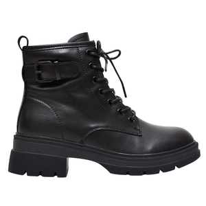 Bota de cuero estilo utilitario con cordones y base de tacón estable - Product Image 4
