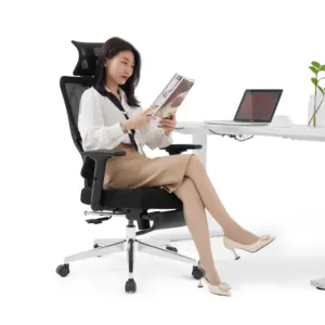 Foshan kursi kantor desain Modern komputer ergonomis jaring tidur punggung tinggi kursi kantor dengan sandaran kaki