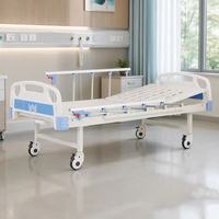 Lit médical manuel à manivelle, meilleur prix, 3 manivelles en acier inoxydable, roues verrouillables mobiles, 2 trous pour perfusion, lit d'hôpital anti-chute
