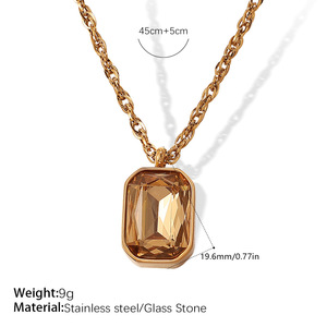 Conjunto de Joyería Geométrica Cuadrada de Cristal Transparente, Collar y Aretes de Acero Inoxidable Pulido Antideslustre, Accesorios Diarios para Mujer - Product Image 5
