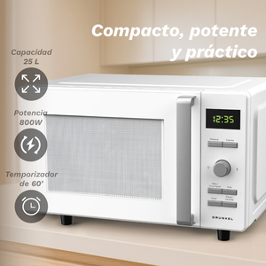Forno a Microonde Grunkel 25L 800W Senza Piatto Girevole Design Piatto - Product Image 4