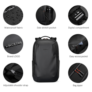 Kingsons Tùy Chỉnh Máy Tính Xách Tay Ba Lô Du Lịch Máy Tính Trường Túi Mịn Ba Lô Chống Thấm Nước - Product Image 2